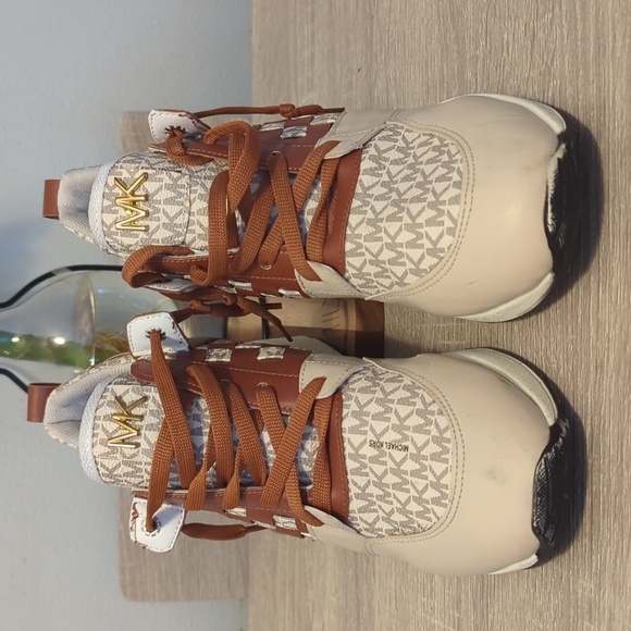 Michael Kors Cream and Brown Retro Sneakers - Picture 2 of 9